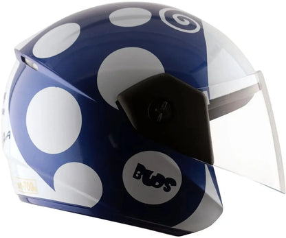 Vega Buds Dx Of Beetle Blue White Half Face Helmet