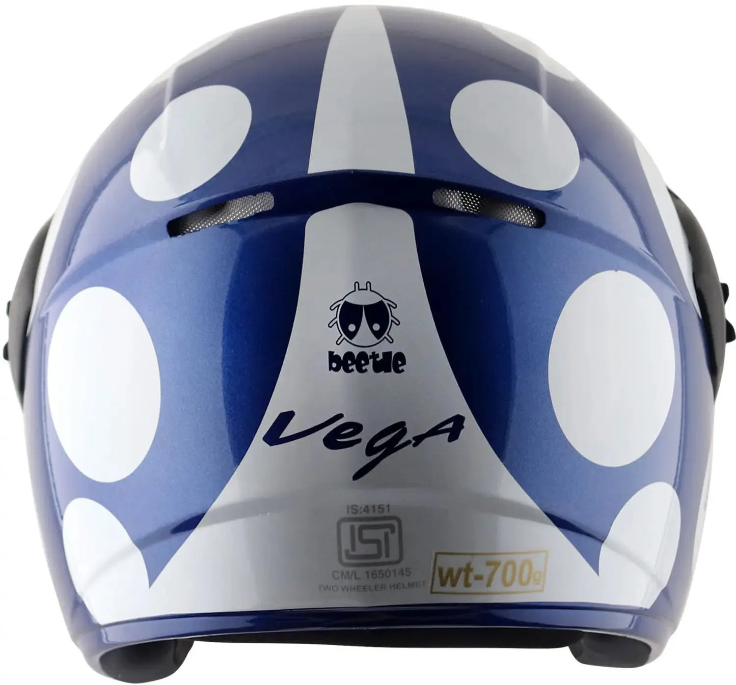 Vega Buds Dx Of Beetle Blue White Half Face Helmet