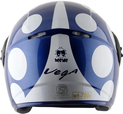 Vega Buds Dx Of Beetle Blue White Half Face Helmet