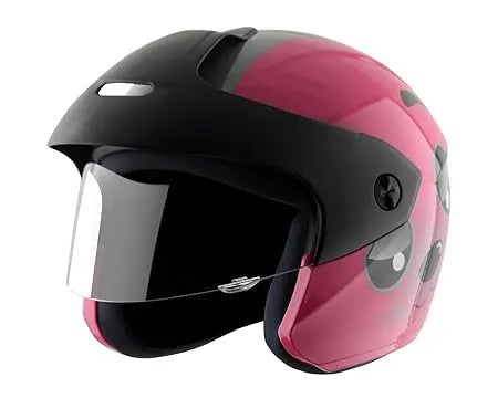 Vega Buds Dx Of Bubble Pink Black Half Face Helmet