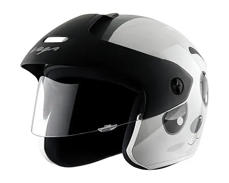 Vega Buds Dx Of Bubble White Black Half Face Helmet
