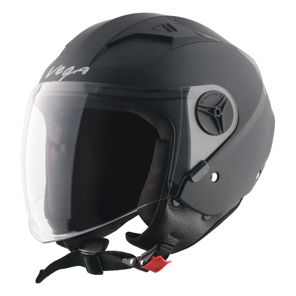 Vega Clark Solid Black Half Face Helmet