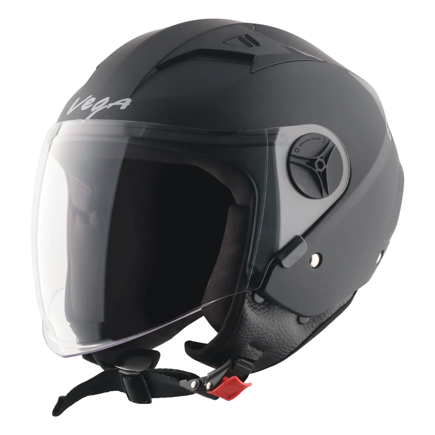 Vega Clark Solid Black Half Face Helmet