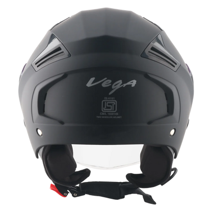 Vega Clark Solid Dull Black Half Face Helmet