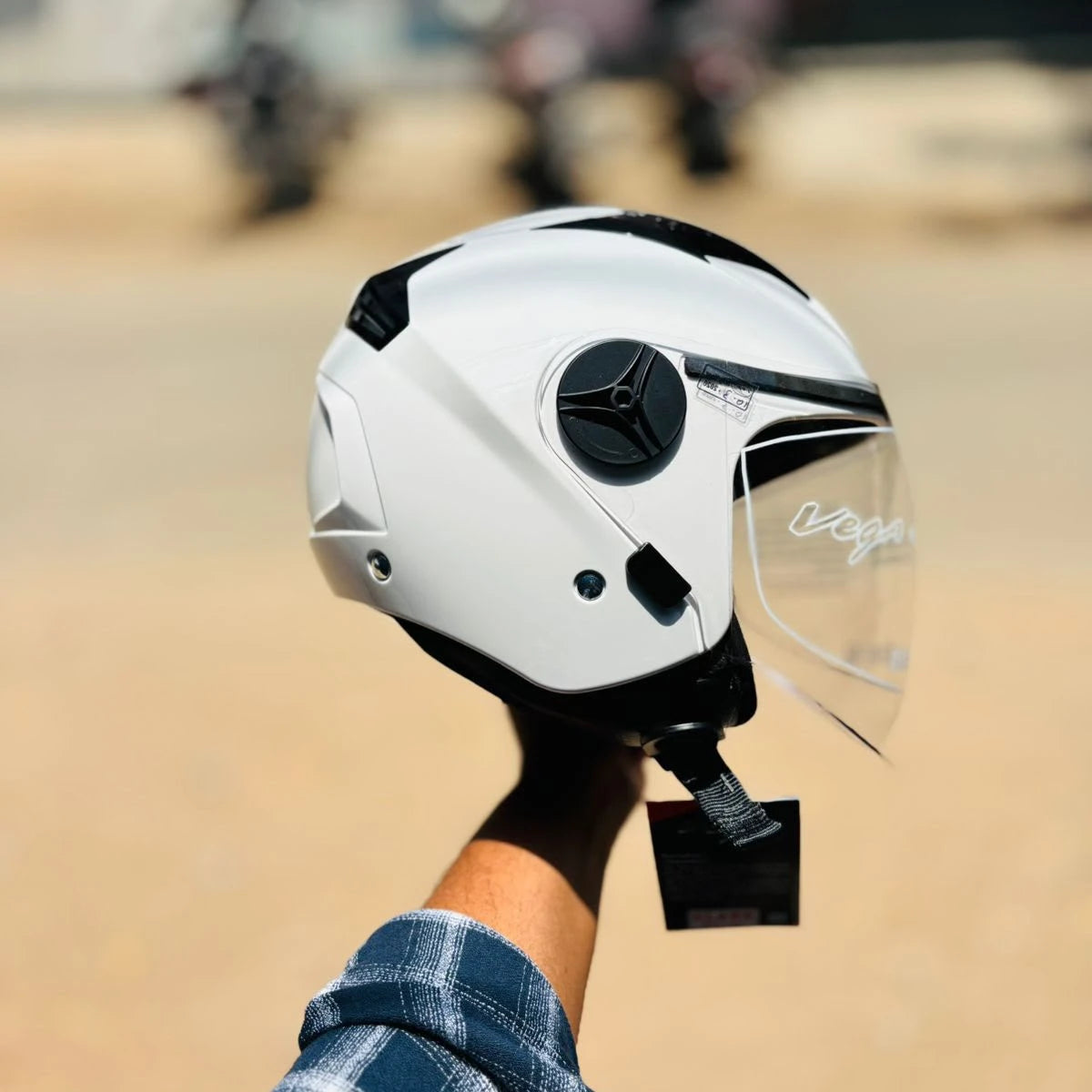 Vega Clark Solid White Half Face Helmet