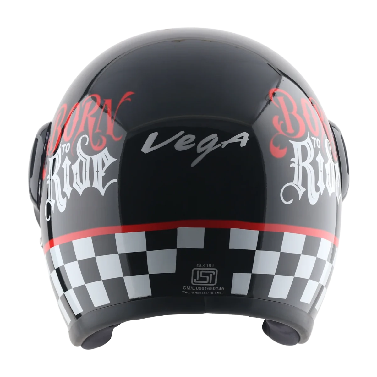 Vega Jet Dx Born To Ride Black Red Half Face Helmet