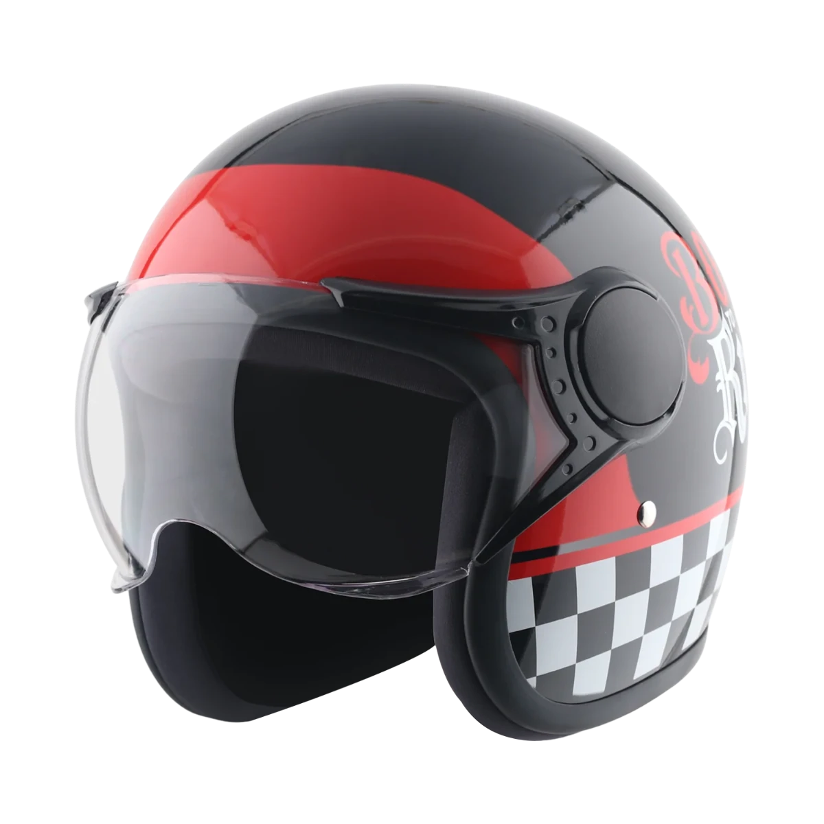 Vega Jet Dx Born To Ride Black Red Half Face Helmet