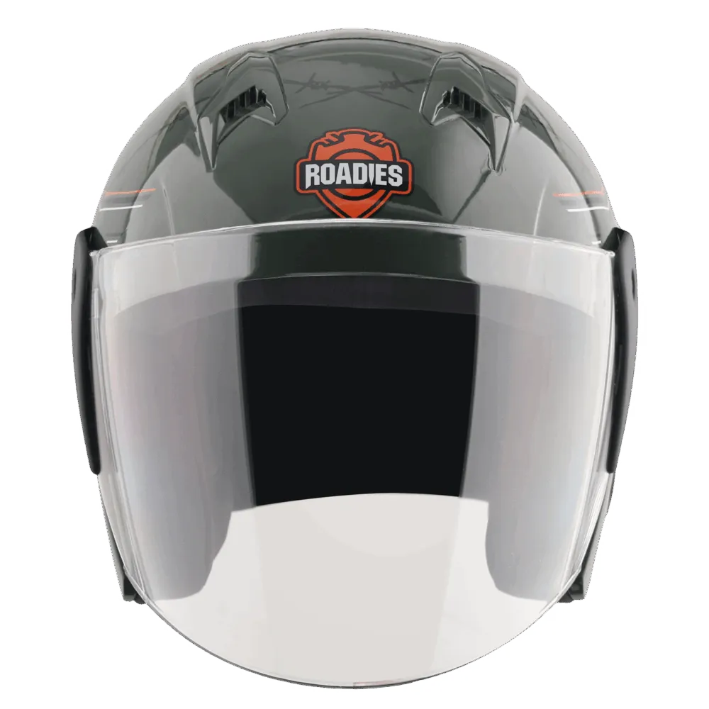 Vega Lark Dx Roadies Dull Battle Green Orange Half Face Helmet