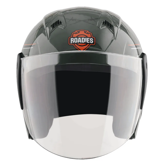 Vega Lark Dx Roadies Dull Battle Green Orange Half Face Helmet