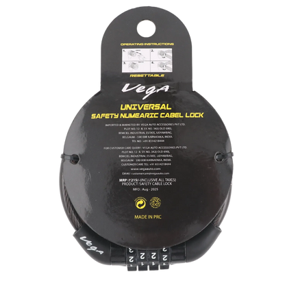 VEGA Numeric Cable Lock Black Spares Accessories
