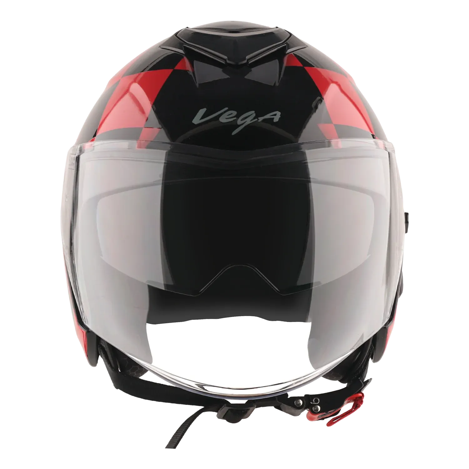 Vega Punch Diamond Black Red Half Face Helmet