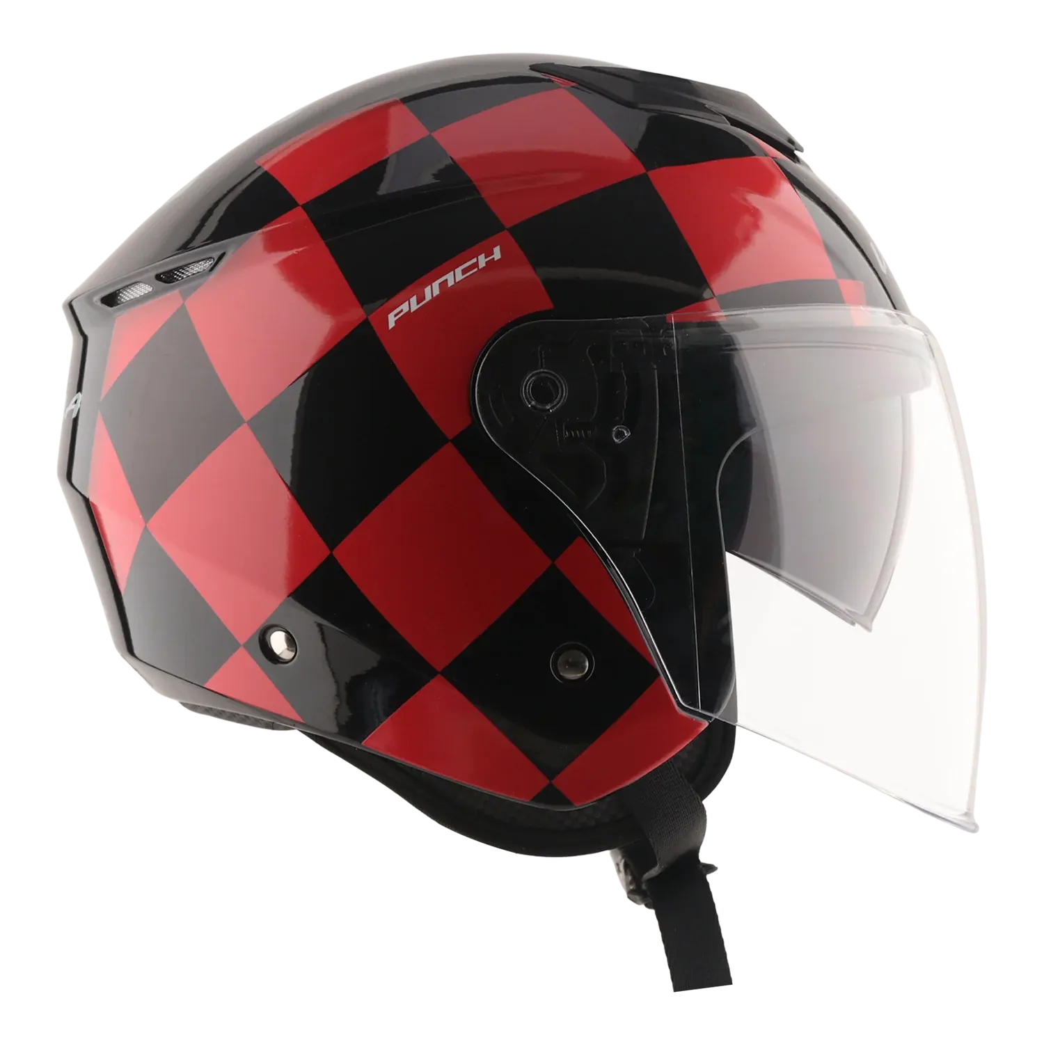 Vega Punch Diamond Black Red Half Face Helmet