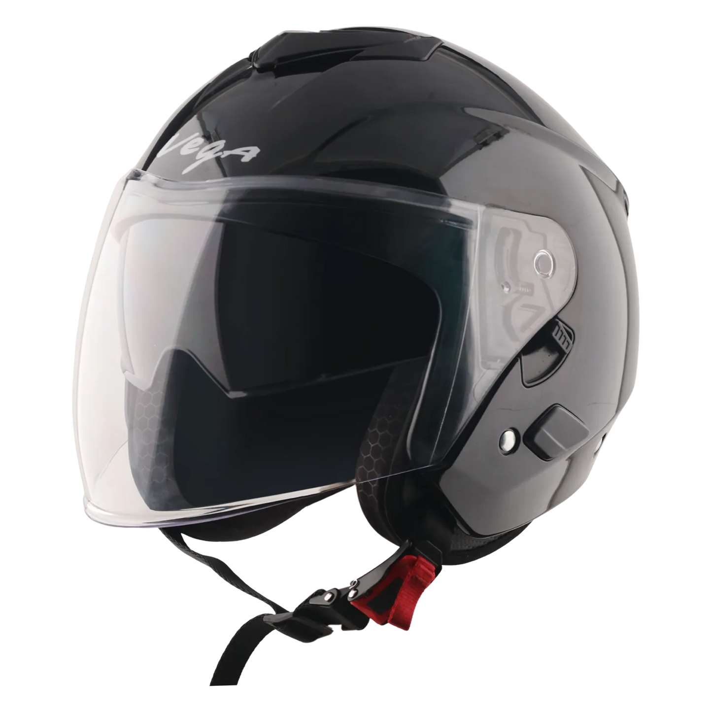 Vega Punch Solid Black Half Face Helmet