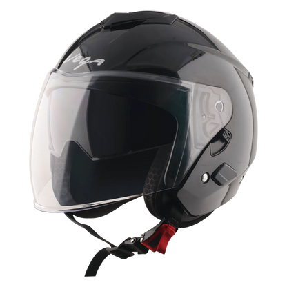 Vega Punch Solid Black Half Face Helmet