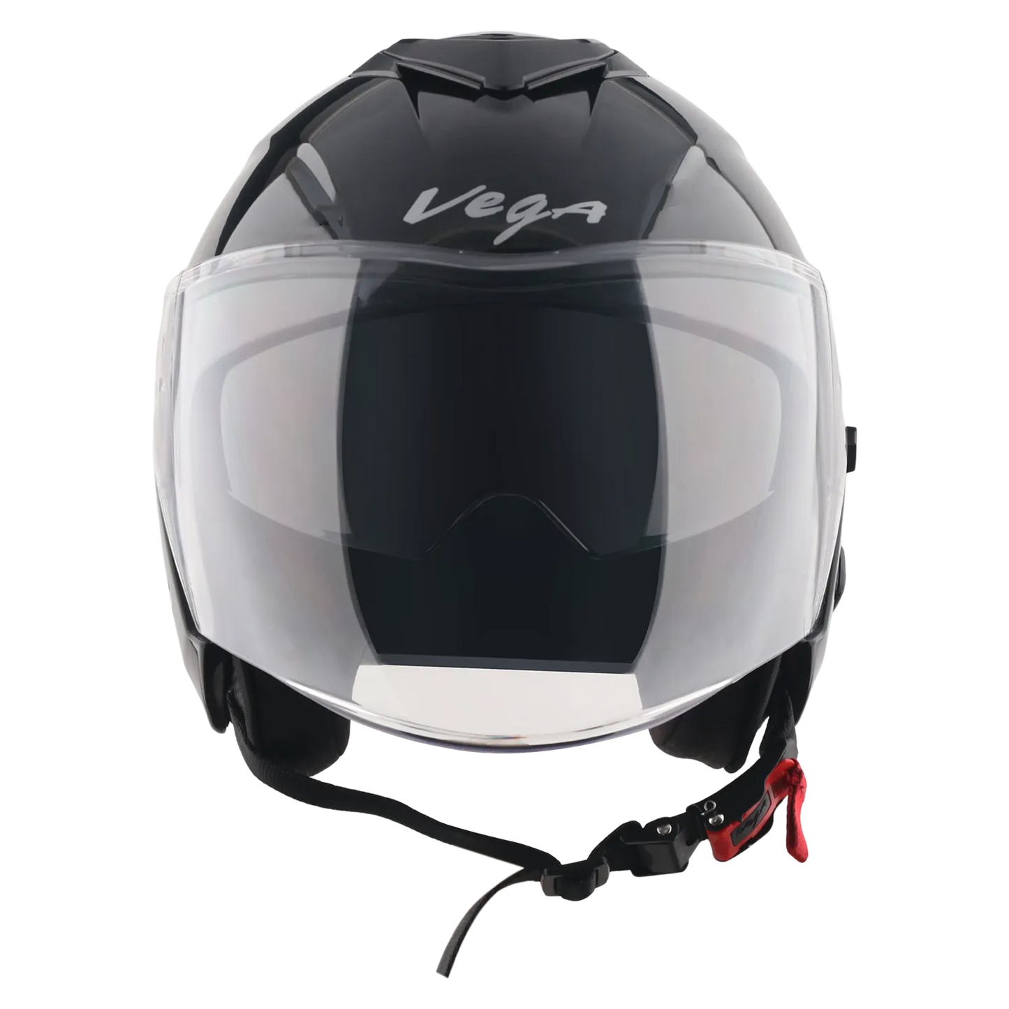 Vega Punch Solid Black Half Face Helmet