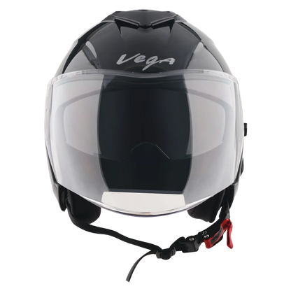 Vega Punch Solid Black Half Face Helmet