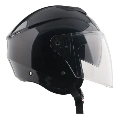 Vega Punch Solid Black Half Face Helmet