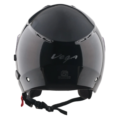 Vega Punch Solid Black Half Face Helmet