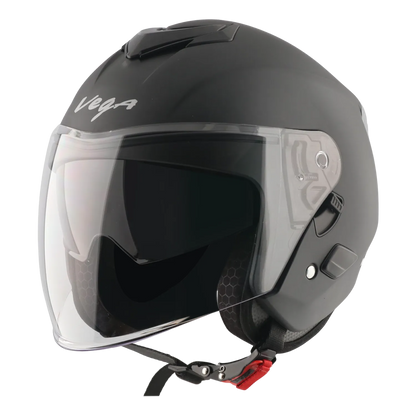 Vega Punch Solid Dull Black Half Face Helmet
