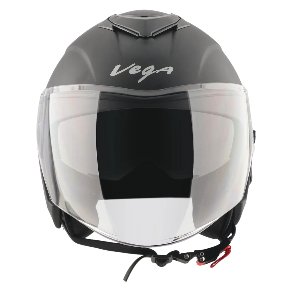 Vega Punch Solid Dull Black Half Face Helmet