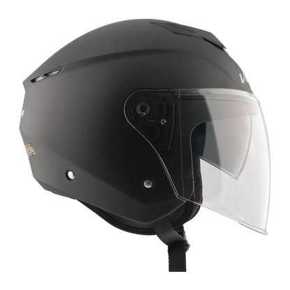 Vega Punch Solid Dull Black Half Face Helmet