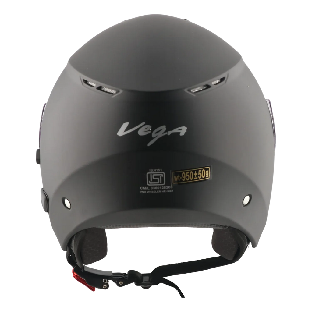 Vega Punch Solid Dull Black Half Face Helmet