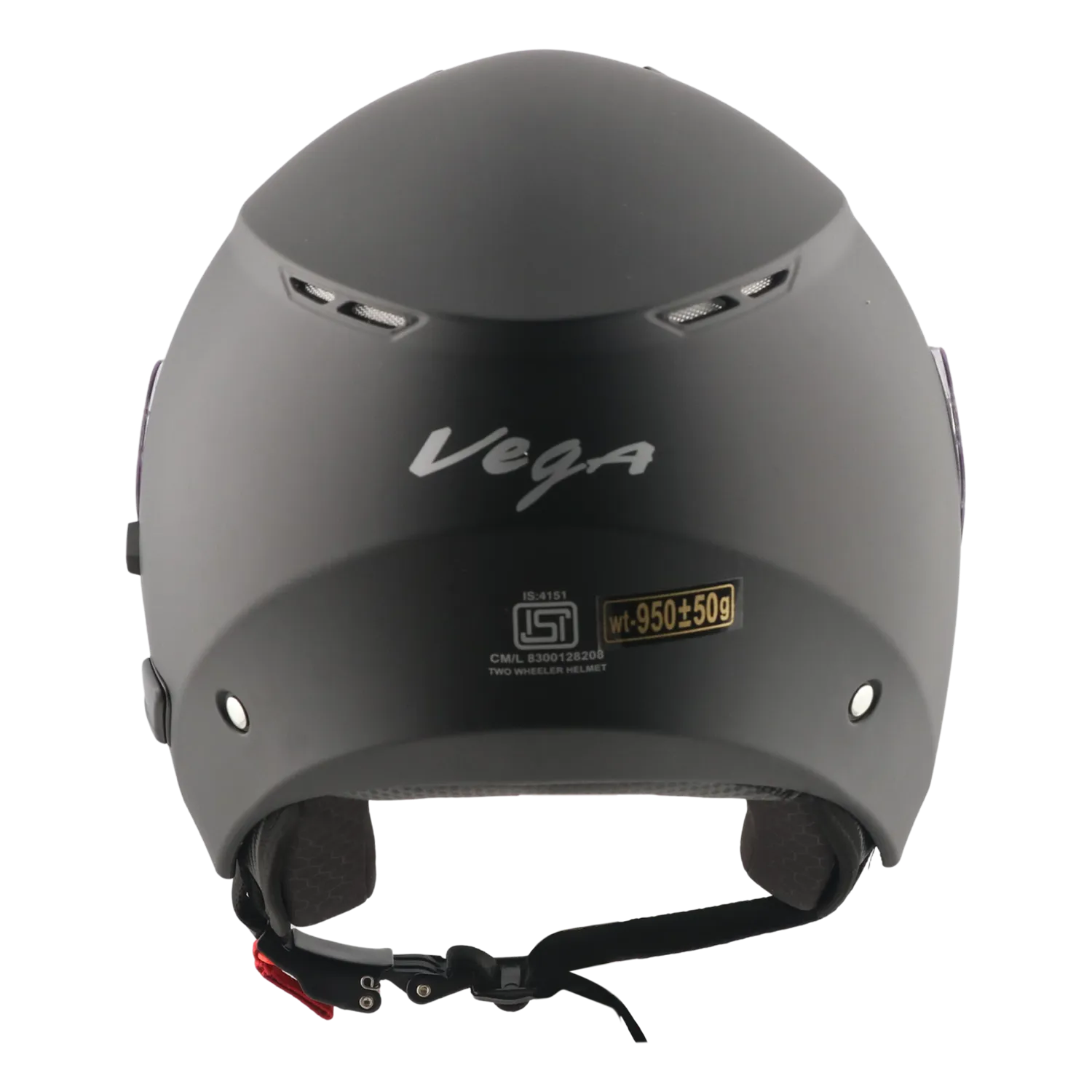 Vega Punch Solid Dull Black Half Face Helmet