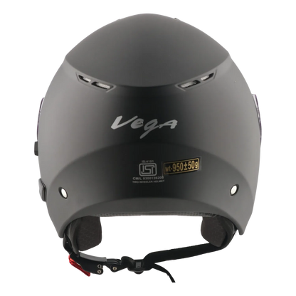 Vega Punch Solid Dull Black Half Face Helmet