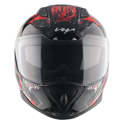 Vega Rapid Dx Monkey Black Red Full Face Helmet