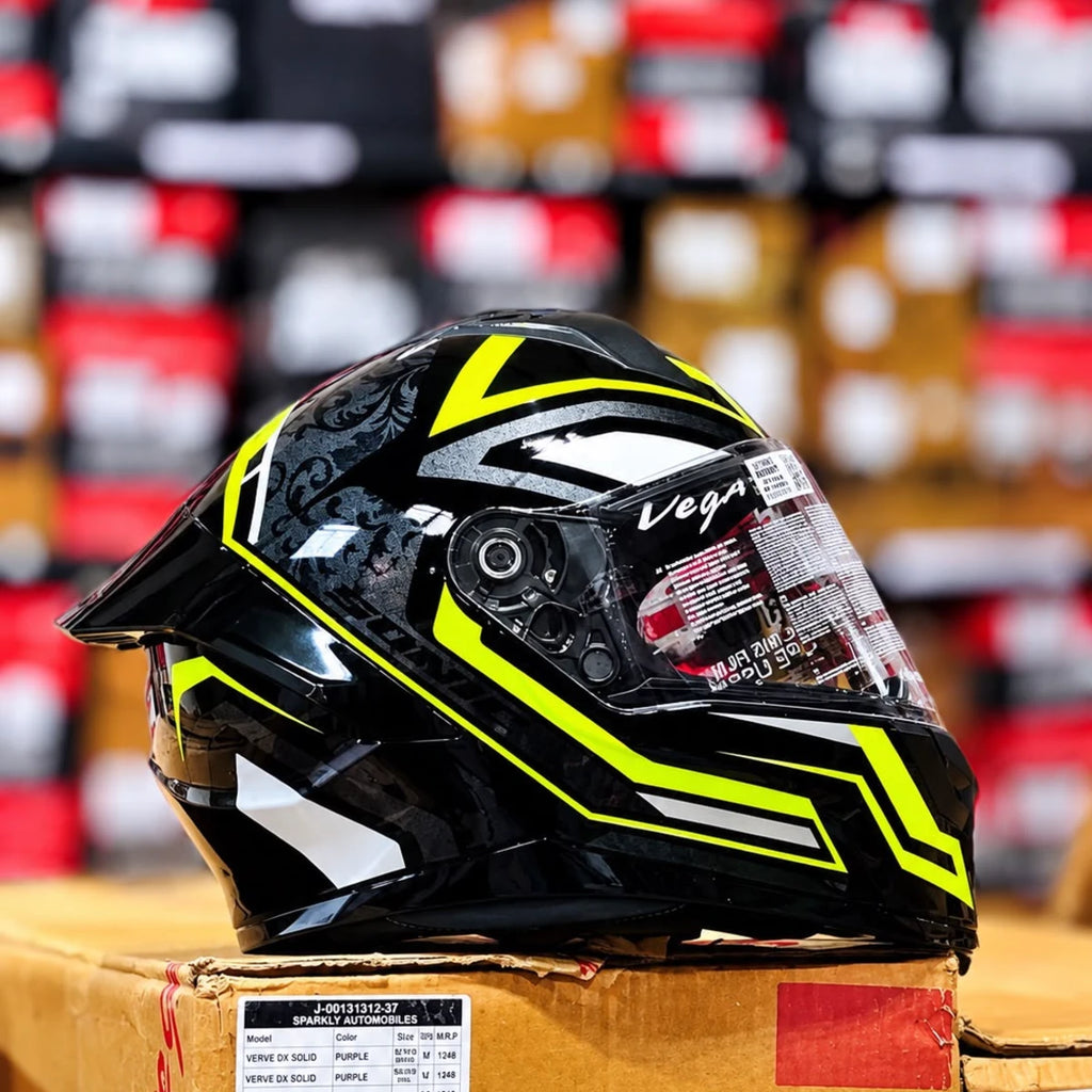 Vega Sonic Dx Shadow Black Neon Yellow Full Face Helmet