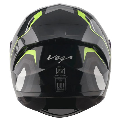 Vega Sonic Dx Shadow Black Neon Yellow Full Face Helmet