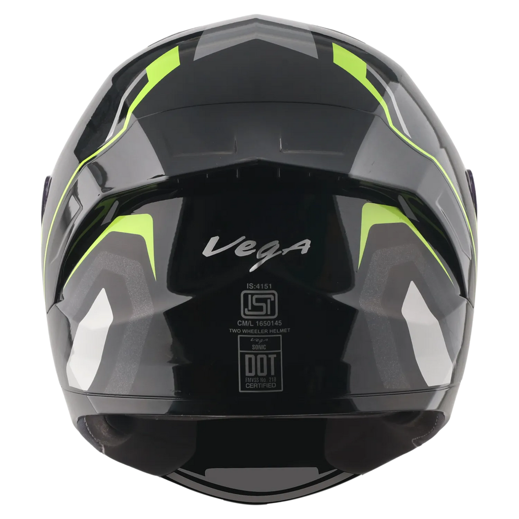 Vega Sonic Dx Shadow Black Neon Yellow Full Face Helmet