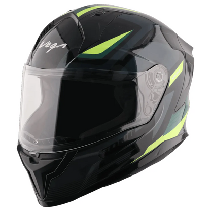Vega Sonic Dx Trigger Dull Black Neon Yellow Full Face Helmet