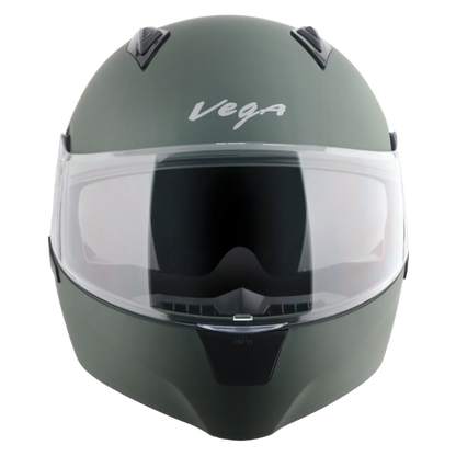 Vega Spike Dull Battle Green Flip Up Helmet