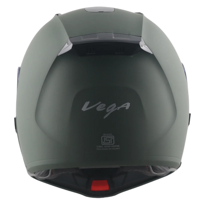 Vega Spike Dull Battle Green Flip Up Helmet