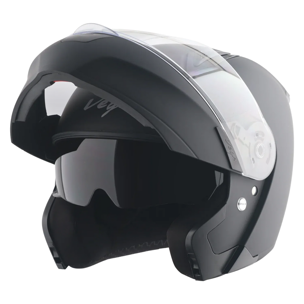 Vega Spike Dull Black Flip Up Helmet
