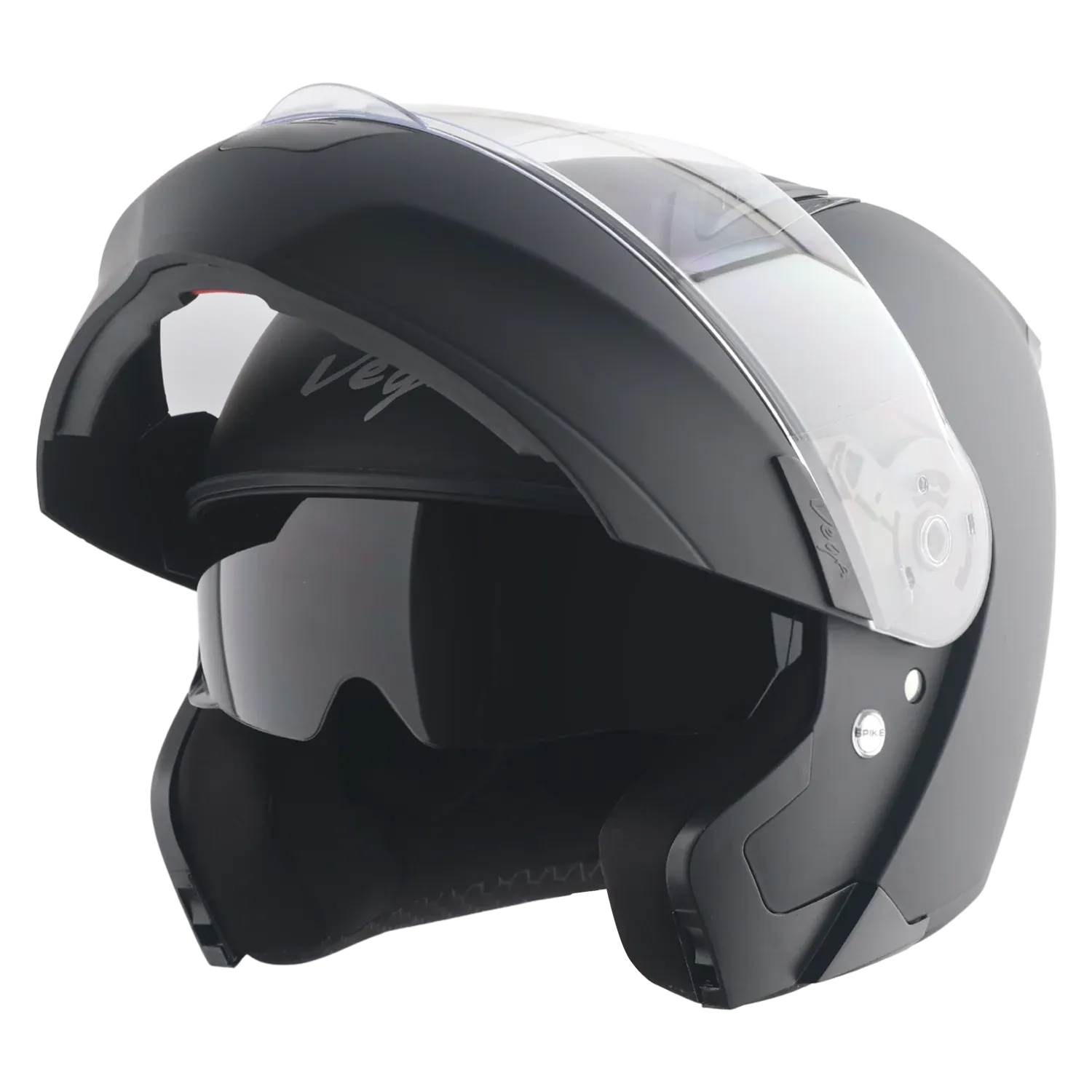 Vega Spike Dull Black Flip Up Helmet