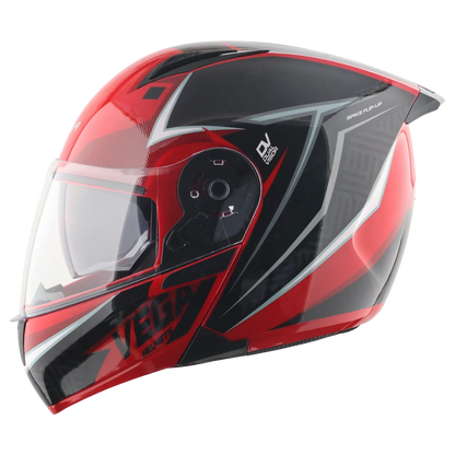 Vega Spike Timeless Red Black Flip Up Helmet