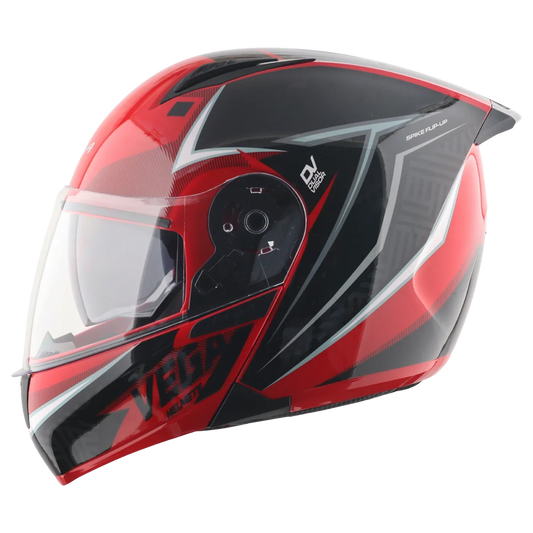 Vega Spike Timeless Red Black Flip Up Helmet