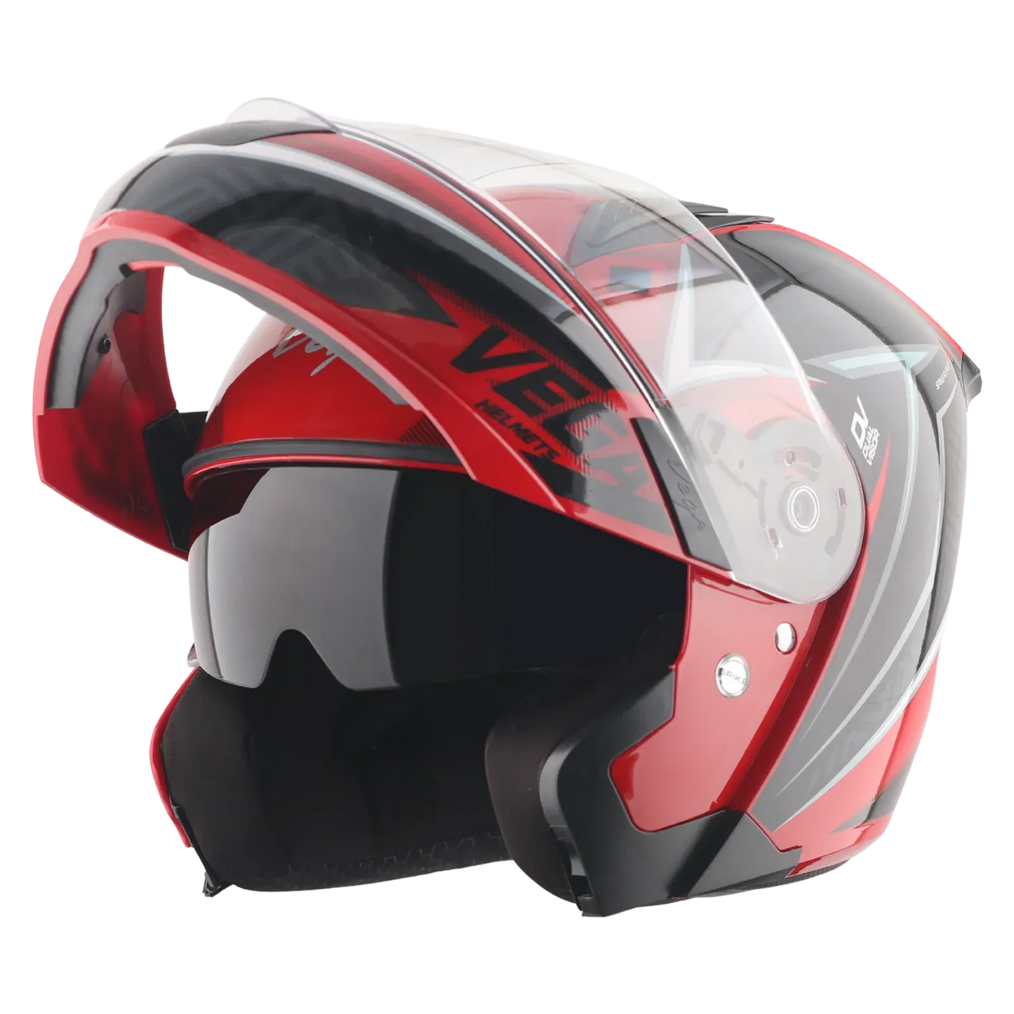 Vega Spike Timeless Red Black Flip Up Helmet