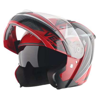 Vega Spike Timeless Red Black Flip Up Helmet