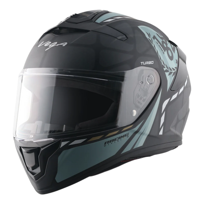Vega Turbo Solid Dull Black Full Face Helmet