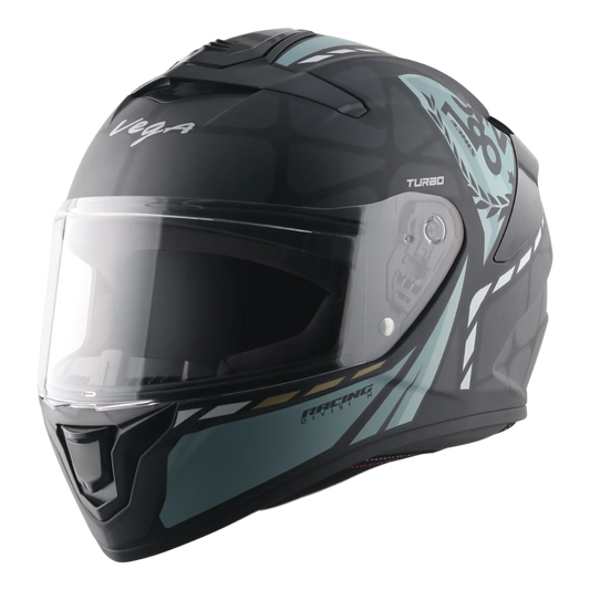 Vega Turbo Solid Dull Black Full Face Helmet