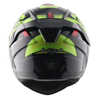 Vega Turbo Squad Black Neon yellow Full Face Helmet