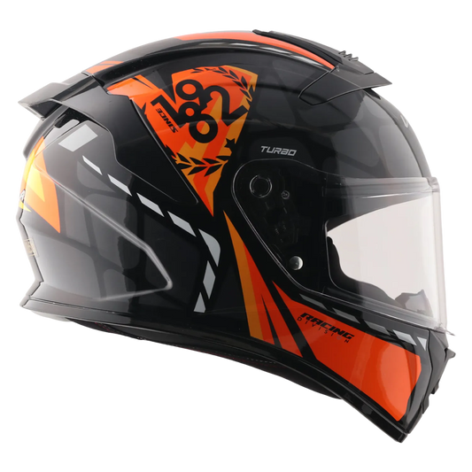 Vega Turbo Squad Dull Black Orange Full Face Helmet