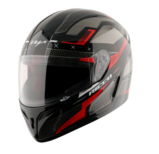 Vega Voyager Dx Riccoo Dull Black Red Full Face Helmet