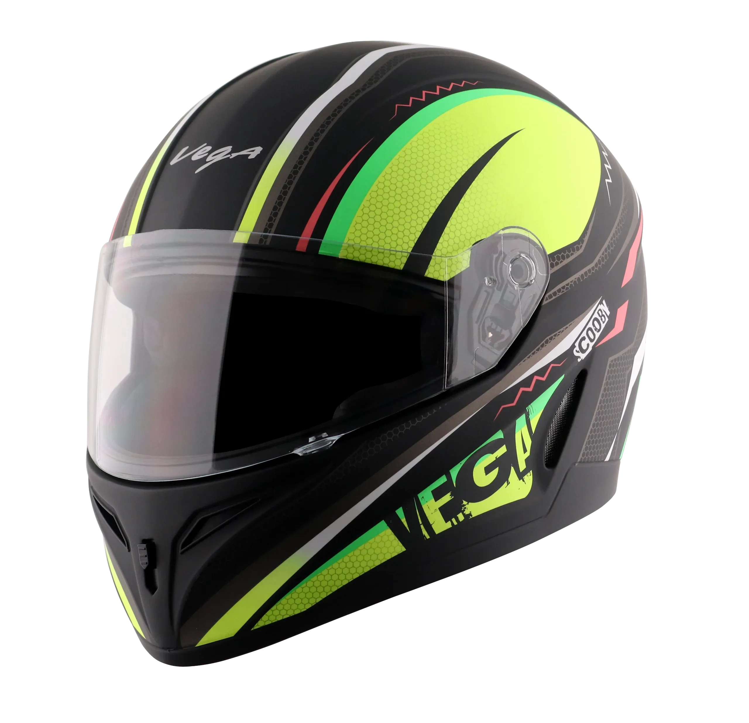 Vega Voyager Dx Scooby Dull Black Neon Yellow Full Face Helmet
