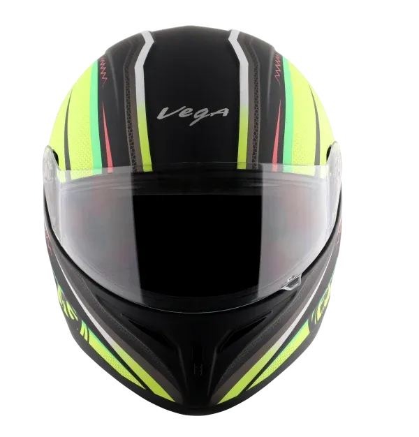 Vega Voyager Dx Scooby Dull Black Neon Yellow Full Face Helmet