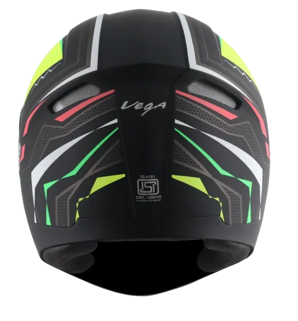 Vega Voyager Dx Scooby Dull Black Neon Yellow Full Face Helmet