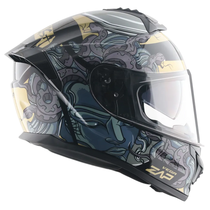 Vega Zap Dx Medusa Black Gray Full face Helmet